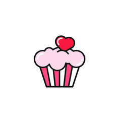 cupcake with heart, flat style