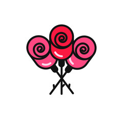 bouquet rose flat icon