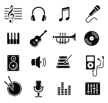 music and multimedia icons, vector