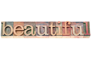 beautiful word in wood type