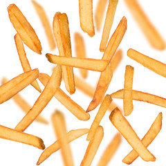French fries in freeze motion
