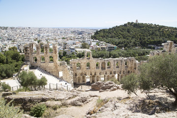Fototapeta na wymiar Ancient amphitheater at Acropolis hill