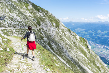 Naklejka premium Hiker at Norkette mountain, Innsbruck, Austria.
