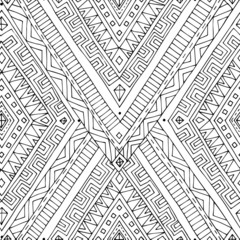 Seamless asian ethnic black and white pattern