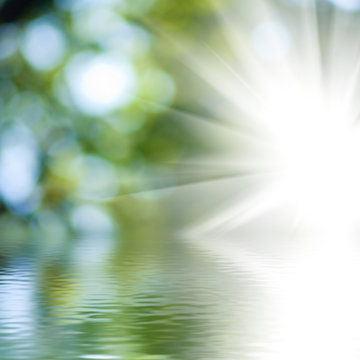 water on a green background closeup