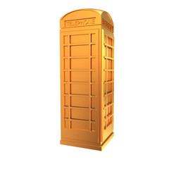 Golden telephone box isolated on a white background