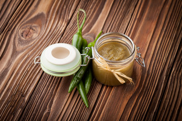 Natural diy green chilli sauce