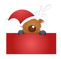 Christmas Reindeer Presenting Blank Message Board