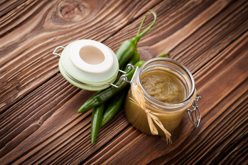 Natural diy green chilli sauce