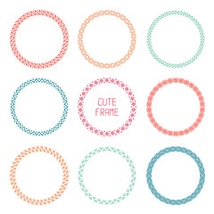 Hand drawn color frame of geometric pattern. Trendy doodle style