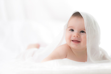 Cute baby boy on white background. © vrstudio