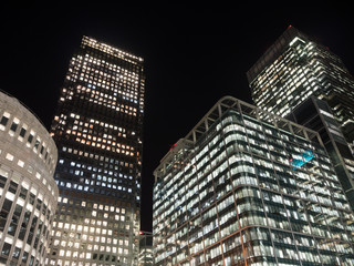 City skyscrapers at night