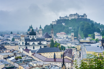Naklejka premium Salzburg seen from Monchsberg, Austria