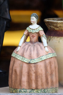 Old vintage doll in antique shop, Graz, Styria, Austria