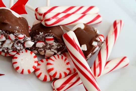 Red and white stripped peppermint candy