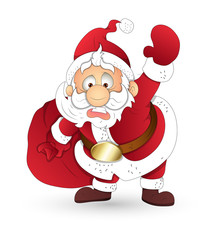 Surprised Santa Claus Holding Gift Bag