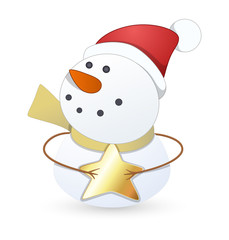 Snowman with Golden Star Vector