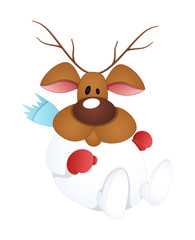 Funny Reindeer Snowman Sliding