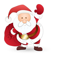 Funny Santa Holding with Gift Bag