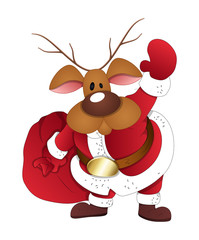 Reindeer Santa with Gift Bag