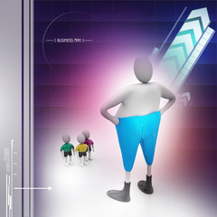 3d people with comic and fat man