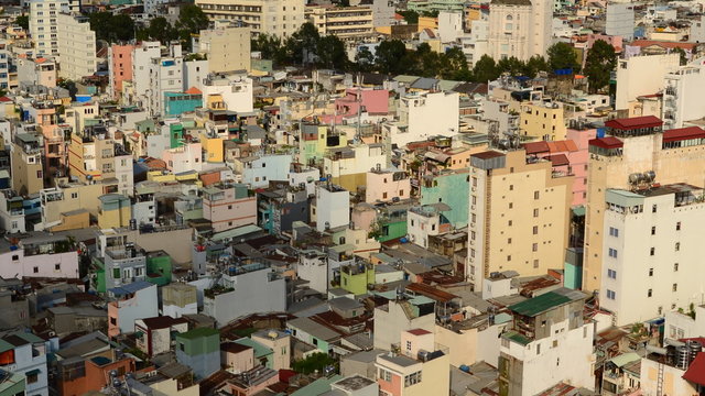 Time Lapse of Shadows sweeping Across Rooftops in Ho Chi Minh City Vietnam