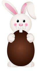 Bunny Eating Chocolate Easter Egg