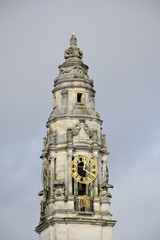 Cardiff clock tower and cloudy sky