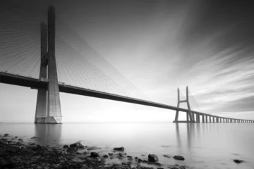Tischdecke Vasco de Gama bridge B&W © alfonstr