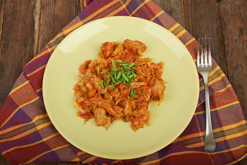 Lunch cooked meat with vegetables and spices