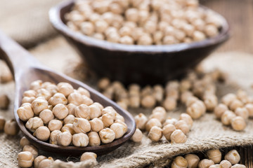 Chick Peas on a Wooden Spoon