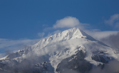 Fototapeta na wymiar Winter mountain landscape in sunny day