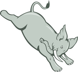 Elephant Jumping Bucking Isolated Cartoon