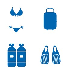 Vacances, plage et plongée en 4 icônes