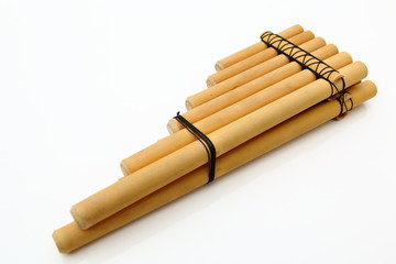 pan flute close-up isolated over white