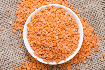 Red Lentils in a Bowl