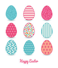 Vector colorful branches set of nine colorful Easter eggs card