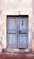 Vintage damaged wood medieval door
