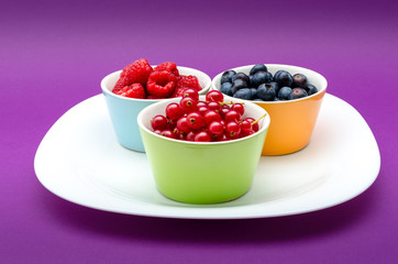 Tasty blueberry, redcurrant and raspberries