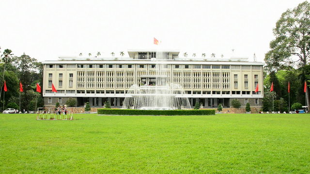 Zoom Out - Front Entrance - Independence Palace - Ho Chi Minh City Vietnam