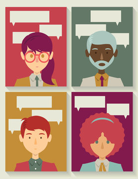 Business people with talk bubbles