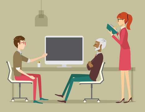 Guy giving a presentation in a creative office