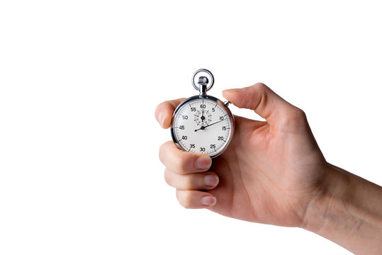 timer hold in hand, button pressed
