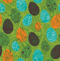 Decorative seamless pattern with Easter eggs.