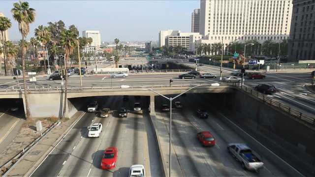 Time Lapse of Overpass on the 101 Freeway in Downtown Los Angeles