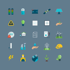 Power energy, eco friendly icons