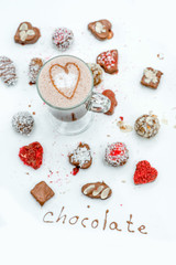 Handmade chocolates with coffee