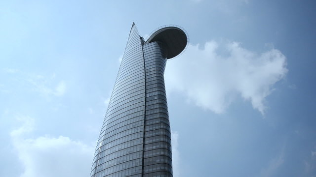 Pan Up View of Bitexco Building - Ho Chi Minh City Vietnam (Saigon) 