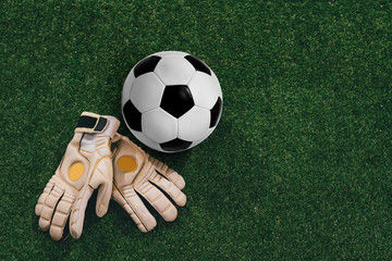 Soccer ball and goalkeeper gloves