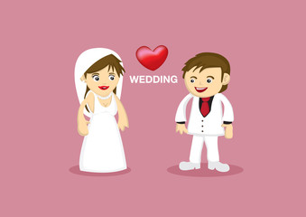 Romantic Wedding Couple Vector Cartoon